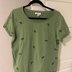 Vintage America Green Embroidered Bee Tee